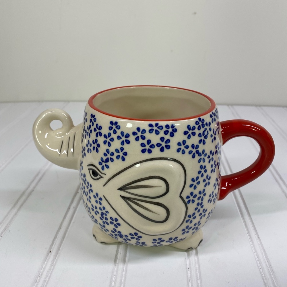 Yokohama studio blue floral elephant mug